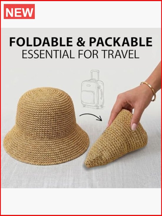 Foldable Straw Sun Hat Wide Brim Floppy Beach Hat for Women UPF 50+ main image 5